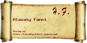 Hlavaty Fanni névjegykártya